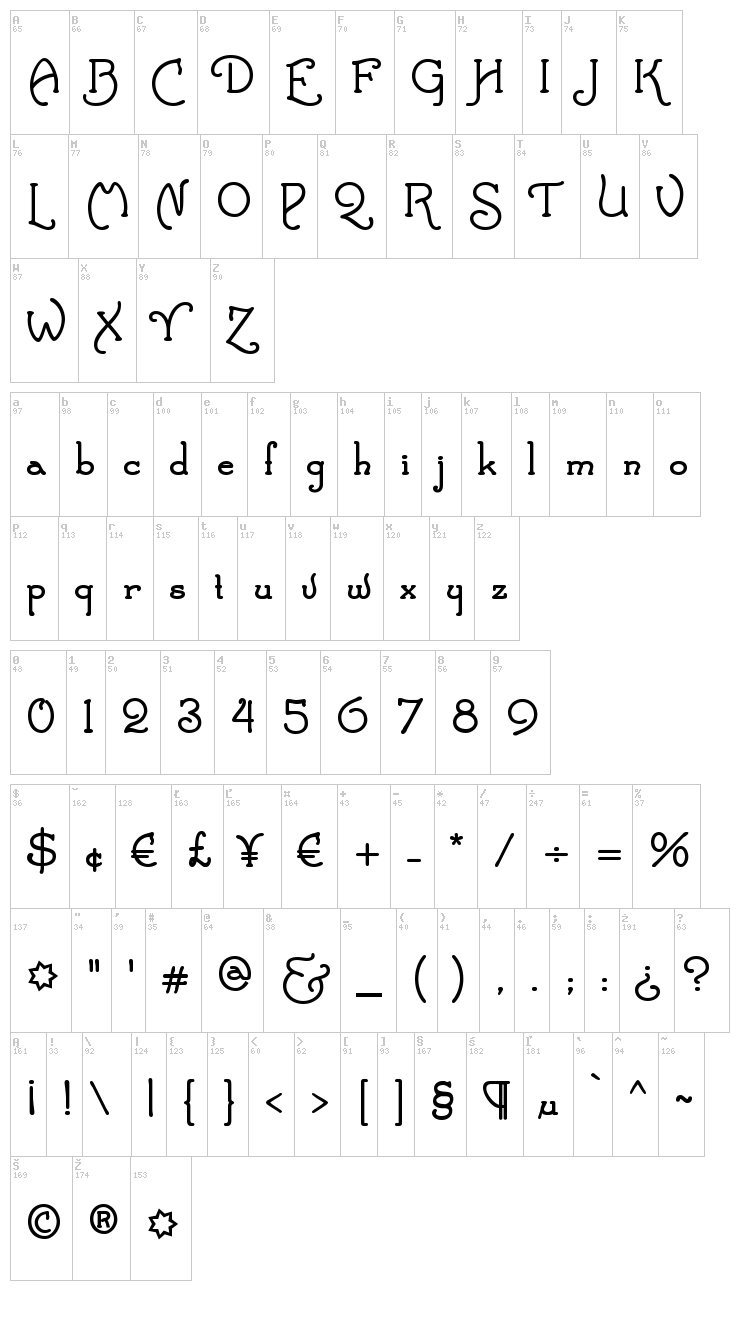 Santa's Sleigh font map